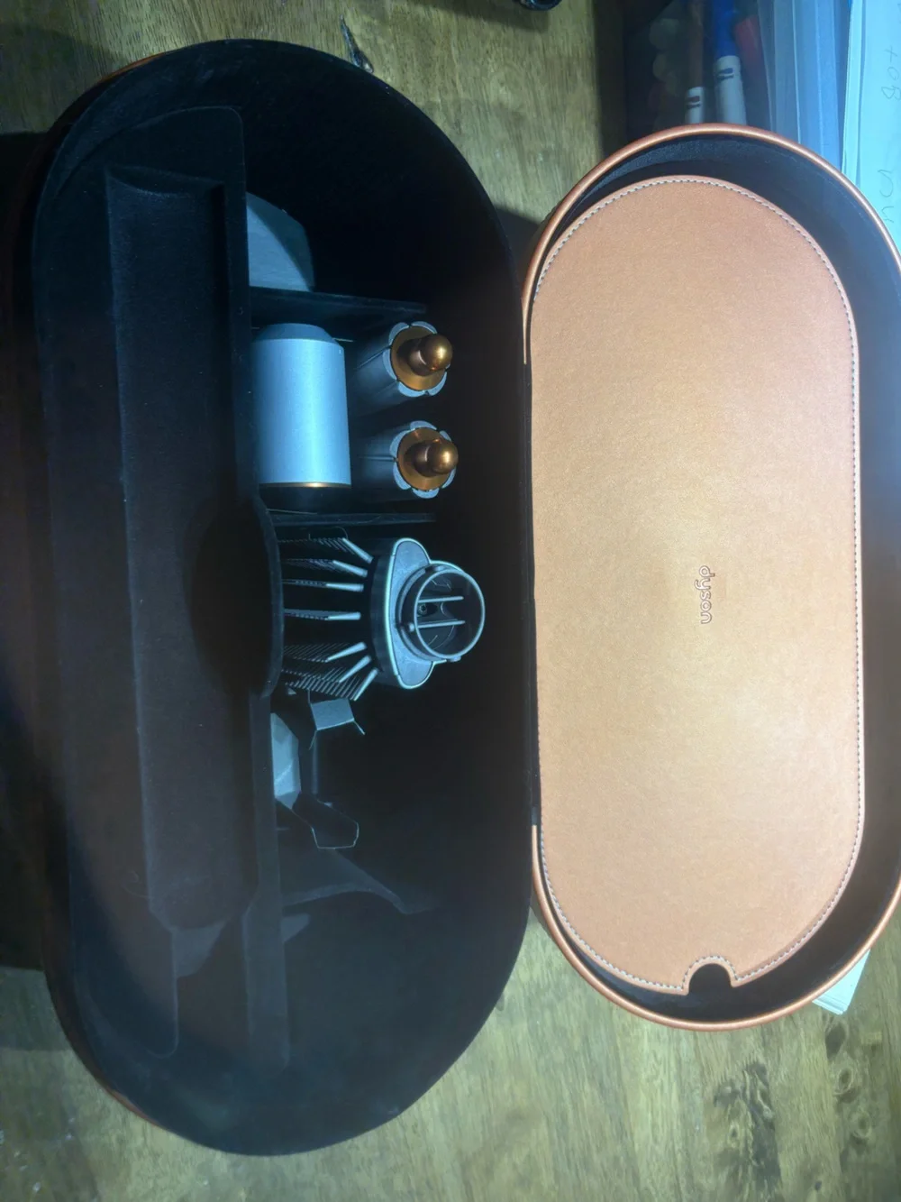Dyson Airwrap Accessories and Case - Orange and Silver Attachments